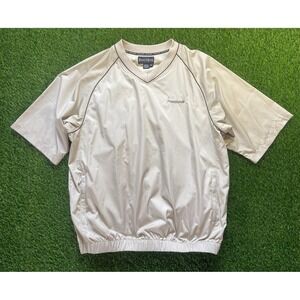 Footjoy Mens Beige VNeck Pullover Golf Short Sleeve Windshirt The Wetlands Sz XL